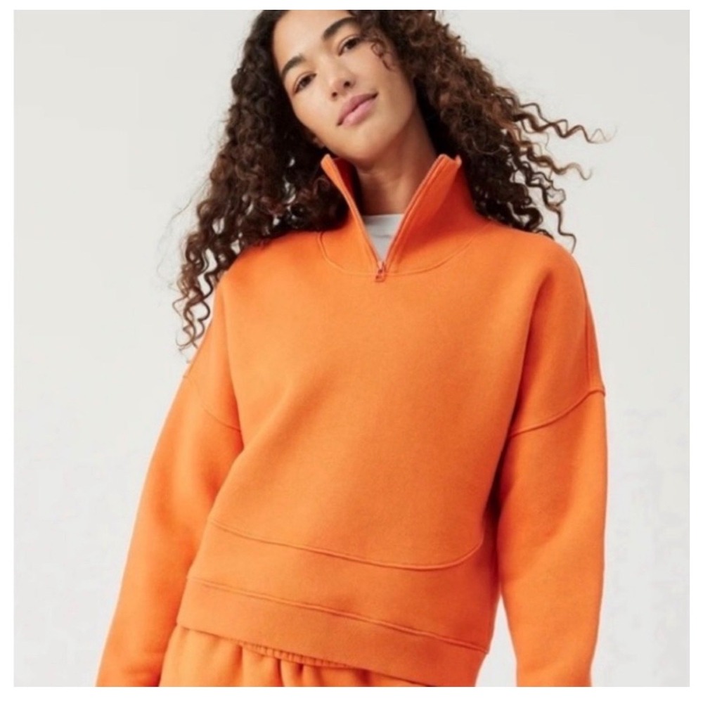 Outdoor Voices Nimbus 1/4 Zip Pullover Sweatshirt Women's Size L Orange